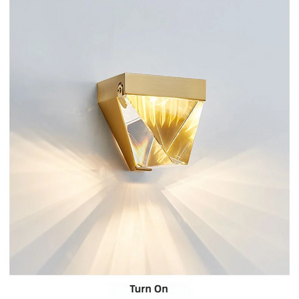 Kimphoria Modern Minimalist Crystal Brass / Blacken Gold Wall Sconce