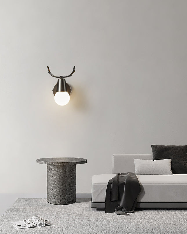 Kimphoria Modern Minimalist Antler Blacken Gold Wall Sconce