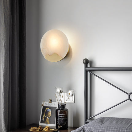 Kimphoria Modern Minimalist Marble Brass / Blacken Gold Wall Sconce