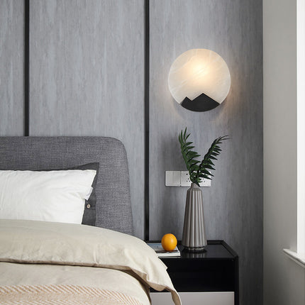 Kimphoria Modern Minimalist Marble Brass / Blacken Gold Wall Sconce