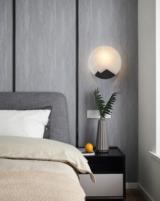 Kimphoria Modern Minimalist Marble Brass / Blacken Gold Wall Sconce