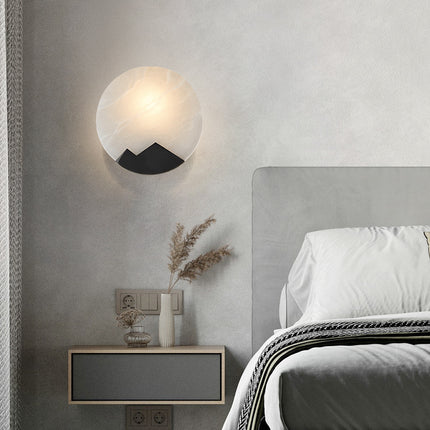 Kimphoria Modern Minimalist Marble Brass / Blacken Gold Wall Sconce