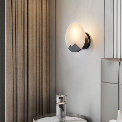 Kimphoria Modern Minimalist Marble Brass / Blacken Gold Wall Sconce