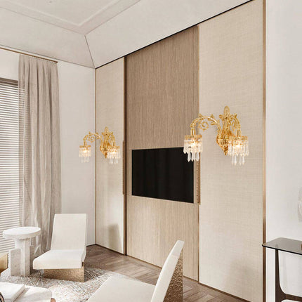 Kimphoria European Luxury Crystal Brass Wall Sconce
