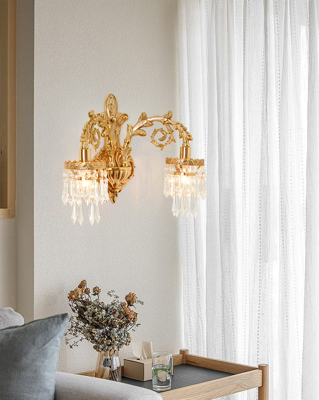 Kimphoria European Luxury Crystal Brass Wall Sconce