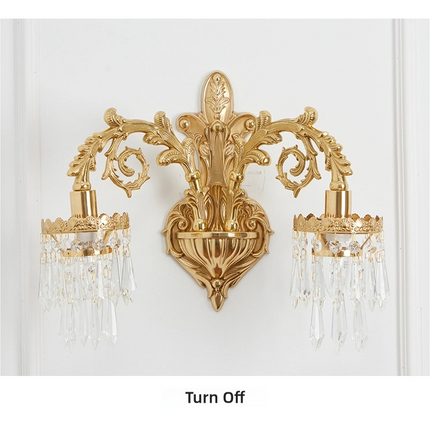 Kimphoria European Luxury Crystal Brass Wall Sconce