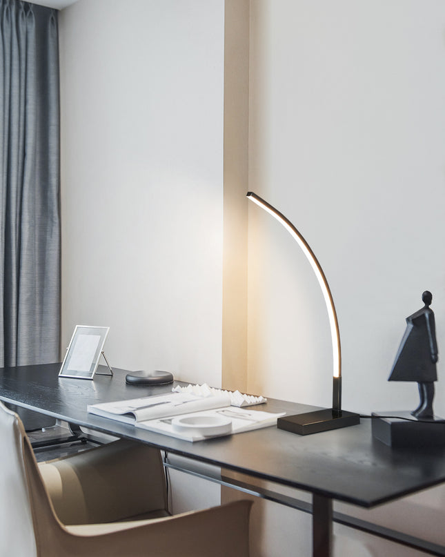 Kimphoria Modern Minimalist Brass / Blacken Gold Desk Lamp, 3 Color Dimmable