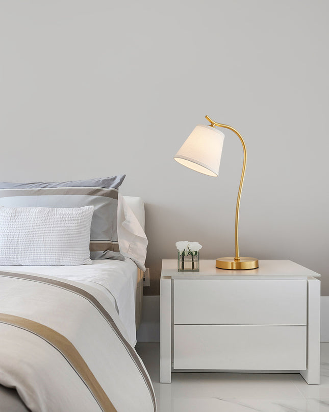 Kimphoria Modern Minimalist Fabric Brass / Blacken Gold Desk Lamp