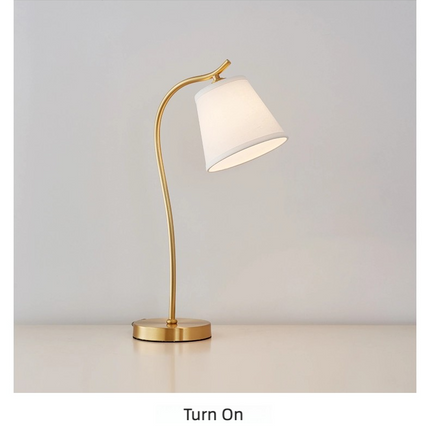 Kimphoria Modern Minimalist Fabric Brass / Blacken Gold Desk Lamp