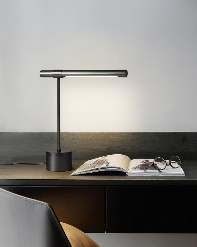 Kimphoria Modern Minimalist Brass / Blacken Gold Desk Lamp, Adjustable Head