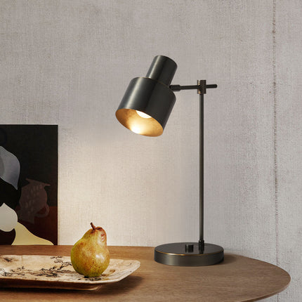 Kimphoria Modern Minimalist Brass / Blacken Gold Desk Lamp, Adjustable Head