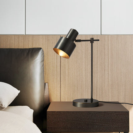 Kimphoria Modern Minimalist Brass / Blacken Gold Desk Lamp, Adjustable Head