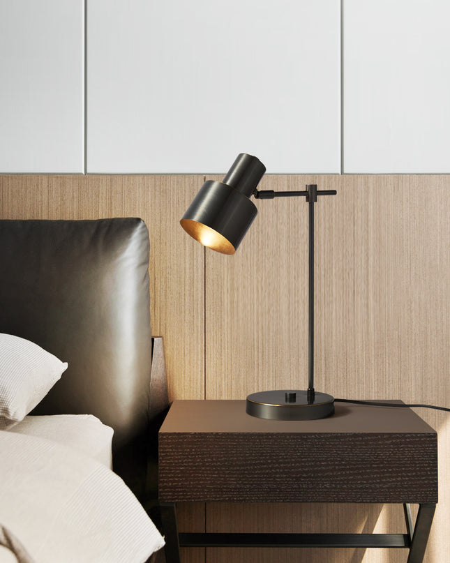 Kimphoria Modern Minimalist Brass / Blacken Gold Desk Lamp, Adjustable Head