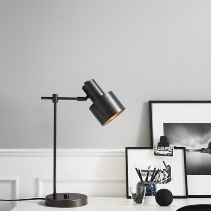 Kimphoria Modern Minimalist Brass / Blacken Gold Desk Lamp, Adjustable Head