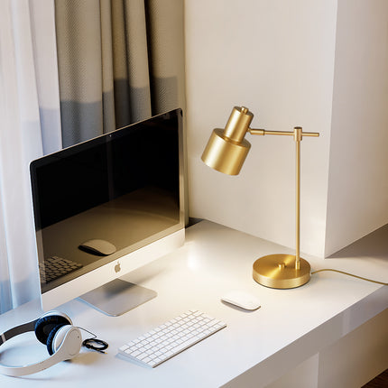 Kimphoria Modern Minimalist Brass / Blacken Gold Desk Lamp, Adjustable Head